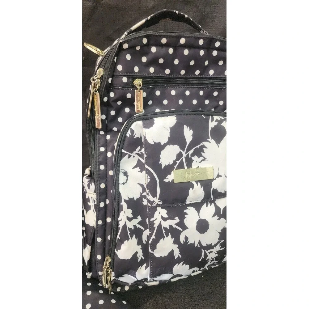 JuJuBe Be Right Back Diaper Backpack, The Heiress Polkadot Black‎ EUC
